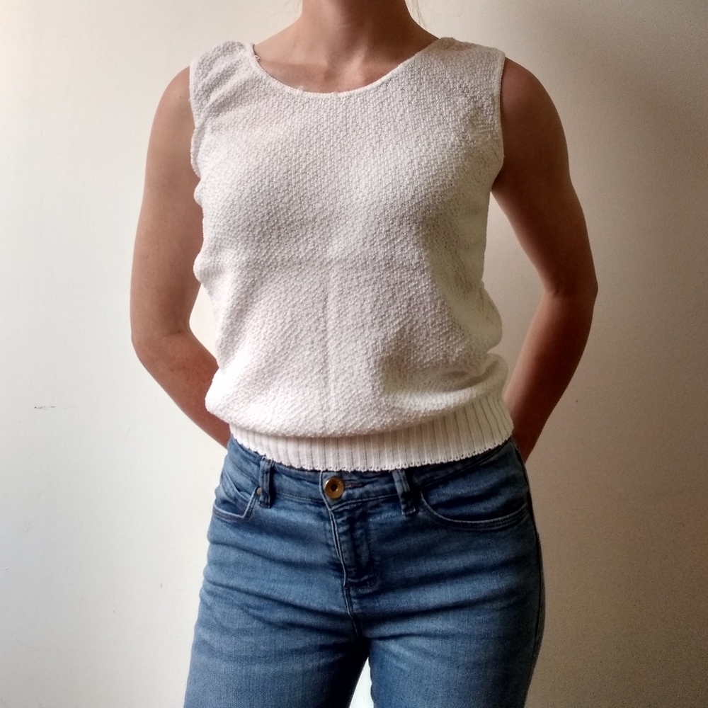 Vintage 80's Kate Collins Knit Sleeveless Top